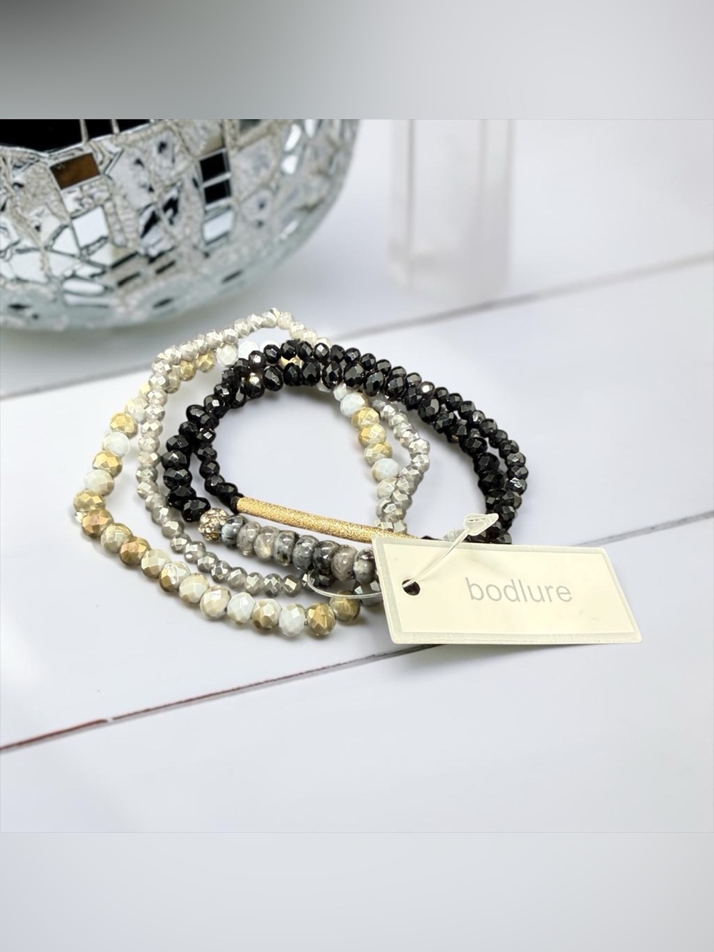🖤BODLURE🖤Metallic Mix Beaded Bracelet Set/NWT